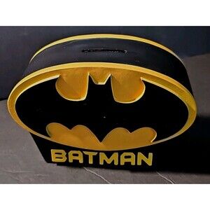 Batman Bat-Symbol Logo Coin Bank DC Comics Black Yellow Money Piggy Bank MZB